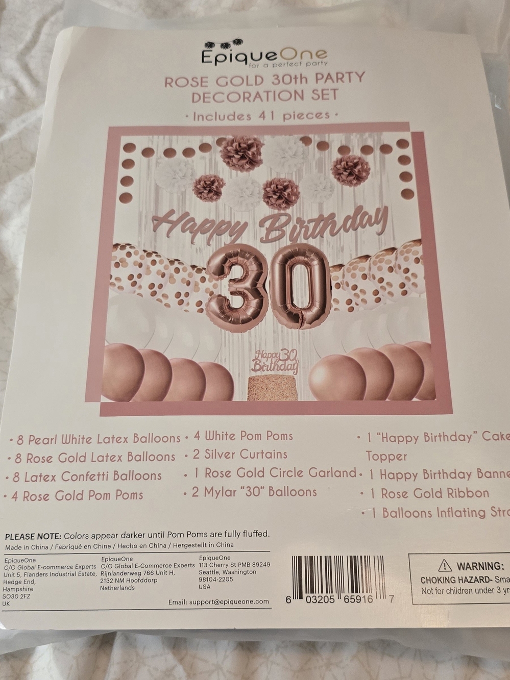 Rose Gold 30th Birthday Decoration Set